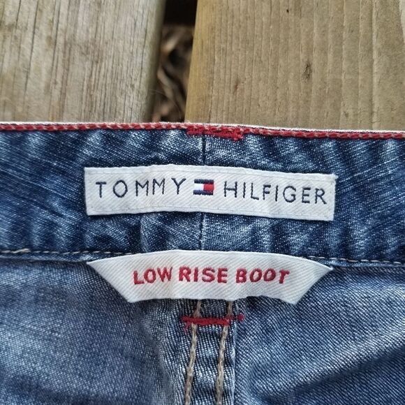 Vintage 90s y2k Tommy Hilfiger Sport Stripe Low Rise Bootcut Jeans 12 - Picture 5 of 9